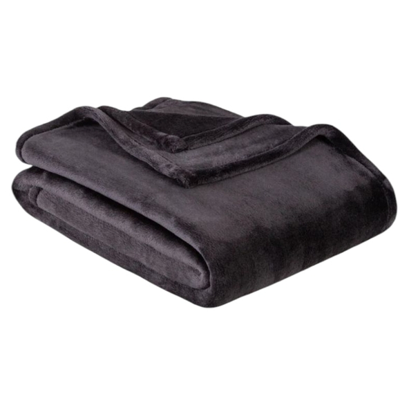 BERKSHIRE BLANKET Throw VelvetLoft Black 60x70 New - Picture 4 of 8